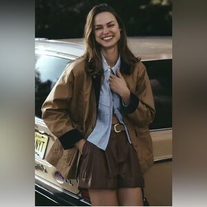 NWT Size 14 - Anthropologie Faux Leather Cuffed Shorts in Brown